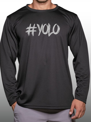#YOLO เสื้อแขนยาวนักกล้าม  Men’s Bodybuilding Long Sleeve Athletic Gym Shirt