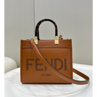 พรี​ ราคา10700 Fendi sunshine mini หนังวัว กระเป๋าสะพายข้าง กระเป๋าสะพาย 25.5*12*23cm