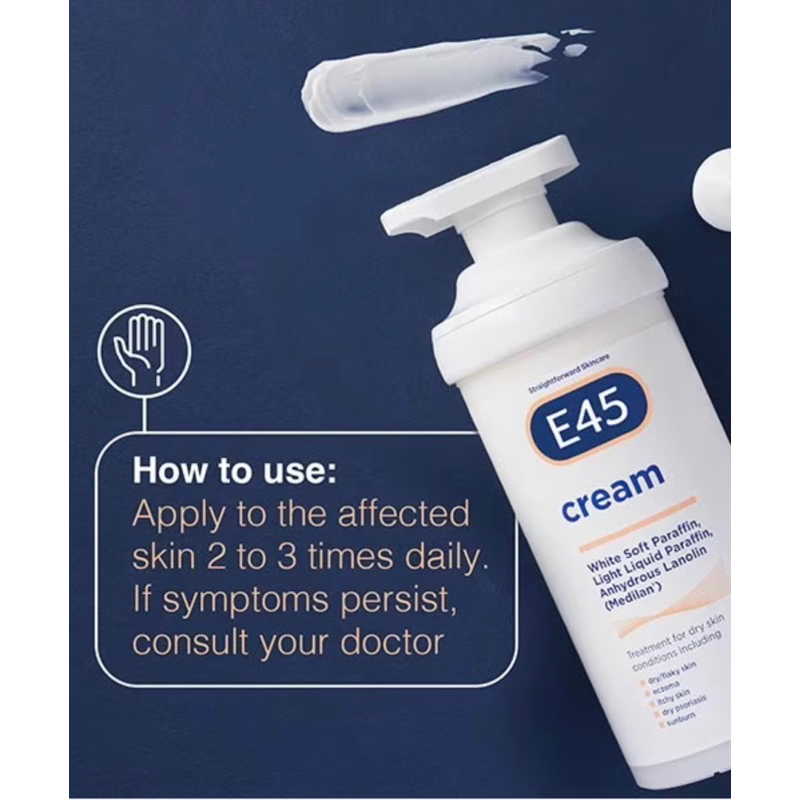E45 Moisturising Cream for Dry Skin with Pump 500g EXP 7/2026 | Shopee ...