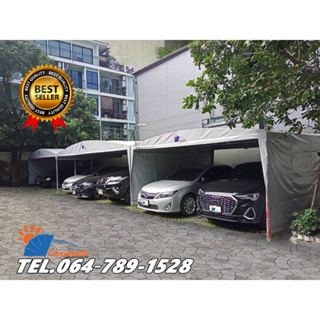 โรงจอดรถสำเร็จรูป CARSBRELLA รุ่น TWIN A  สําหรับรถยนต์ขนาดเล็ก-กลาง สามารถจอดรถได้ 2 - 3 คัน‎ ป้องกันเแสงแดด