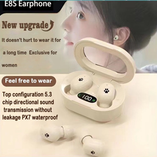 E6S E8S Pro3 หูฟังบลูทูธ หูฟังสเตอริโอ หูฟังไร้สาย แยกเสียงซ้ายขวา TWS Wireless bluetooth 5.3 headset Earphone Earbud รุ่น aries004