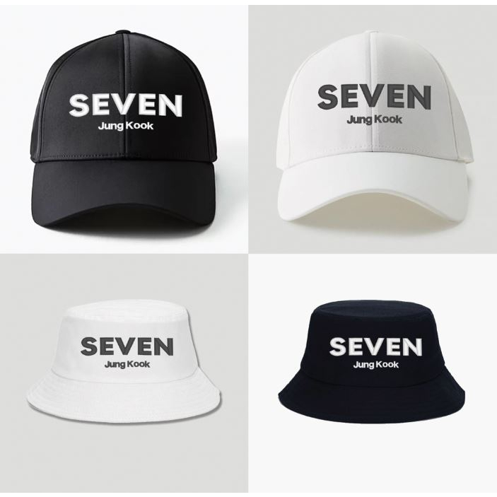 new-หมวกปักลาย-seven-jung-kook-bts-ทรง-cap-และ-bucket-สินค้าแฟนแมด