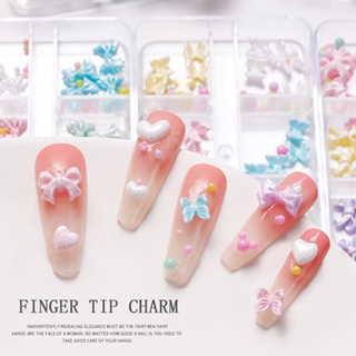 Capricorn315 1 กล่อง Heart Nail Art Decor แบบพกพาปลอดภัยเรซิน DIY Ornaments สำหรับร้านทำเล็บที่บ้าน