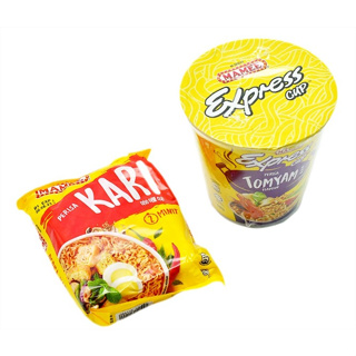 10 Sets Mamee Express Tom Yam Hot Cup Instant Noodles 68g + Mamee Curry Instant Noodles 80g