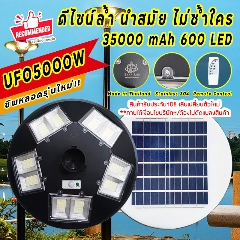 ใหม่ล่าสุด-5000w-โคมถนน-ufo-square-light-โคมไฟถนนโซล่าเซลล์-พลังงานแสงอาทิตย์100-ราคาไม่รวมเสา