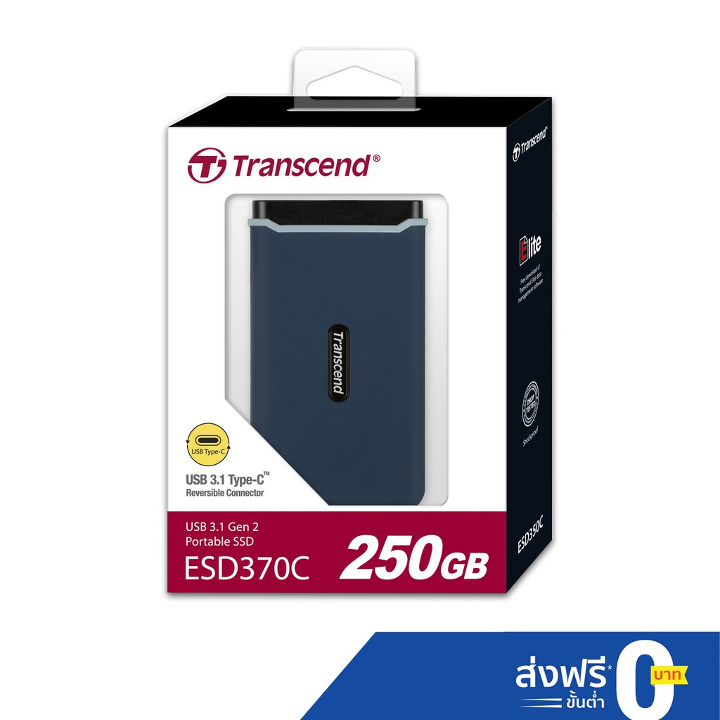 Transcend External SSD 50GB 500 GB 1 TB ESD370C USB 3.1 Gen 2 USB 10Gbps 3D NAND flash 3 Shopee Thailand