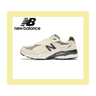 แท้ 100% New Balance 990 v3 "Teddy Made" Vintage Running Shoes รองเท้าผ้าใบสีเบจ