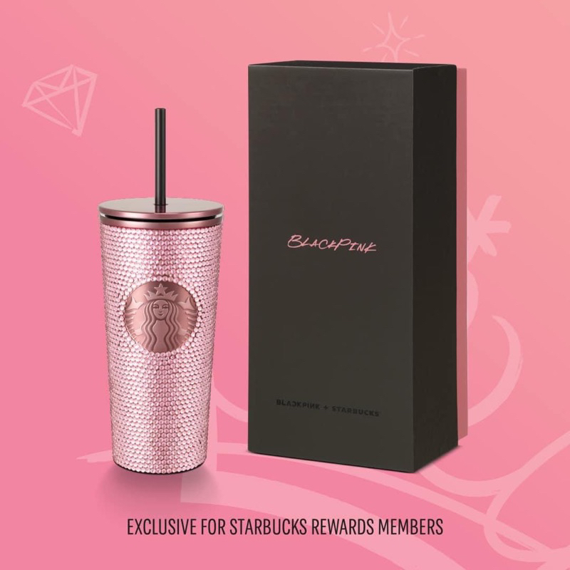 Starbucks BLACKPINK Bling Cold Cup แก้วหนามคริสตัล BLACKPINK ของ
