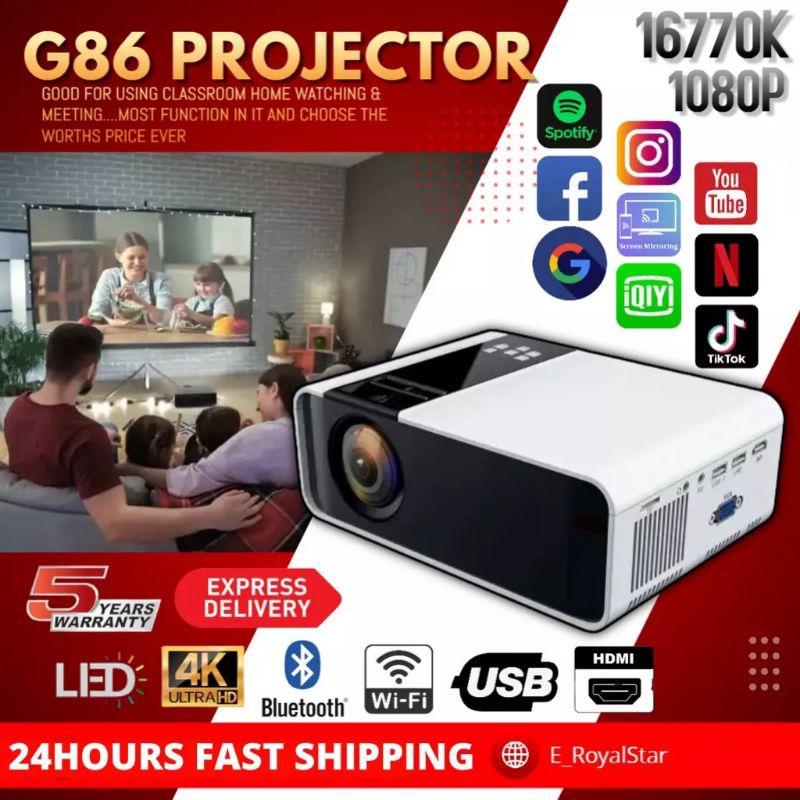 ภาพหน้าปกสินค้าขายใหญ่  6000 Lumens Android Mini Projector โปรเจคเตอร์ HD WIFI LCD LED Projector โฮมเธียเตอร์ จากร้าน workcart.io บน Shopee