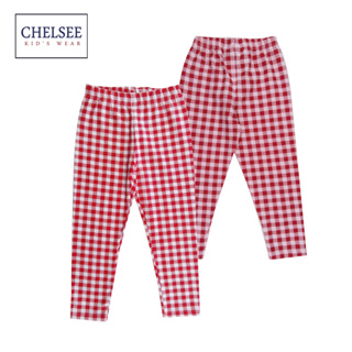 Chelsee กางเกงเลกกิ้ง เด็กผู้หญิง ลายสก๊อตแดง รุ่น 237905 ผ้า 95%Cotton 5%Spandex มีความยืดหยุ่น อายุ 2-10ปี กางเกงเด็ก