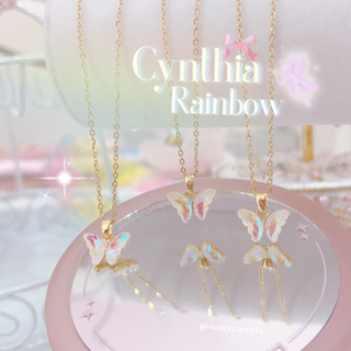 🌷 พร้อมส่ง 🦋 Cynthia Rainbow 🫧💗(r)สร้อยคอผีเสื้อคริสตัลรุ้ง สีทอง ไม่ใช่งานหลักสิบ ! สร้อย เครื่องประดับ 🎀