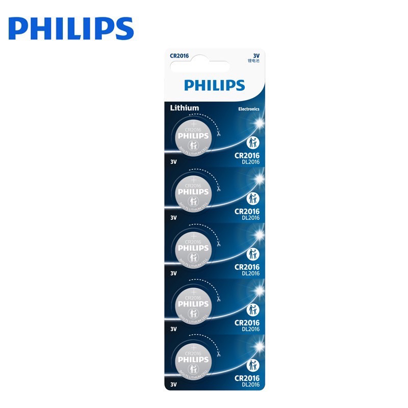 ถ่านphilips-cr2016-lithium-3v-1แผงบรรจุ5ก้อน-มีแบ่งจำหน่าย-ของแท้