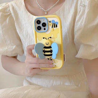 🍩กรุงเทพฯ🍩เคสไอโฟน สำหรับ 11 14 for iPhone Case 13 12 Pro Max การ์ตูน น่ารัก ผึ้ง กันกระแทก เคสนิ่ม ซิลิก้าเจล สีเหลือง