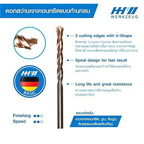 hhw-ดอกสว่านเจาะคอนกรีต-เจาะปูน-ก้านกลม-ขนาด-3-12-มม-impact-drill-bit-คม-ทน-คุ้มค่าสมราคา