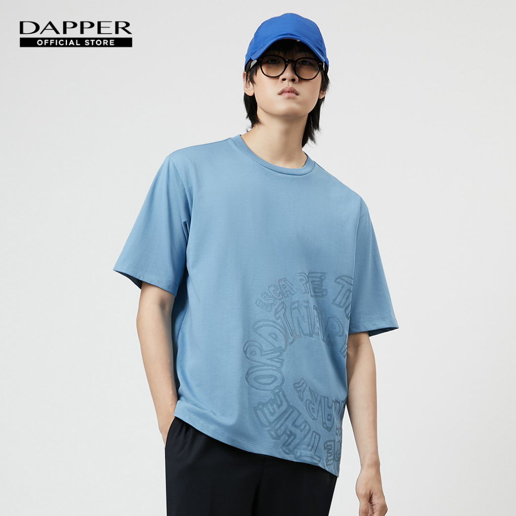 dapper-เสื้อยืด-typography-print-สีฟ้า-krd1-618ls