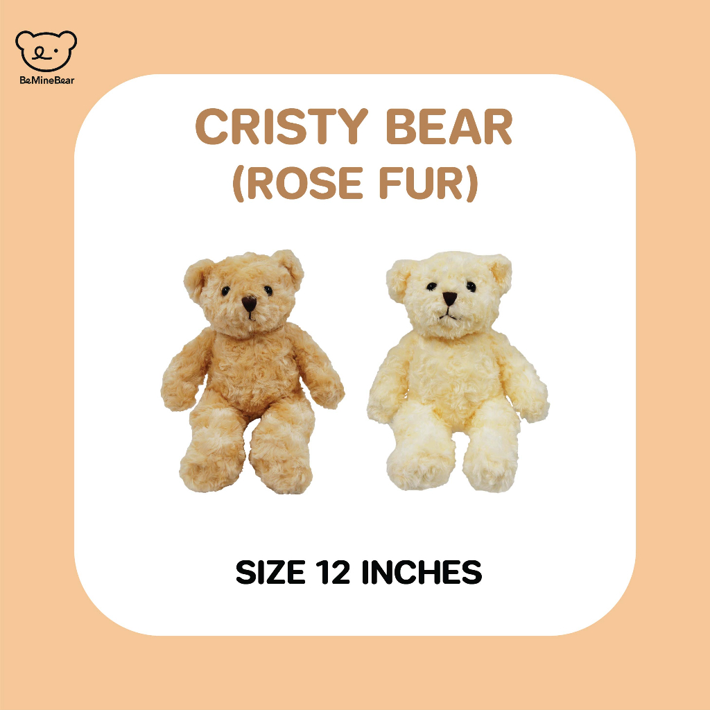 cristy-bear-rose-fur-ตุ๊กตาหมีคริสตี้ขนกุหลาบ-ขนาด-12-นิ้ว