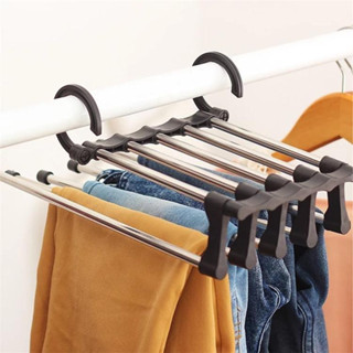 ที่แขวนกางเกง  ไม่้แขวนกางเกง Telescopic pants rack ที่แขวนผ้าขนหนู ไม้แขวนอเนกประสงค์ แขวนได้5ชั้น Championcheap