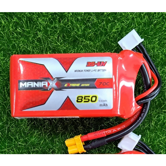 [แบตเตอรี่ 3เซล] Maniax 3S 11.1V 850mah 70C JST & XT30 Plug Lipo