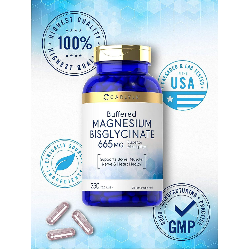 Carlyle Buffered Magnesium Bisglycinate 665 mg 250 caps Shopee Thailand