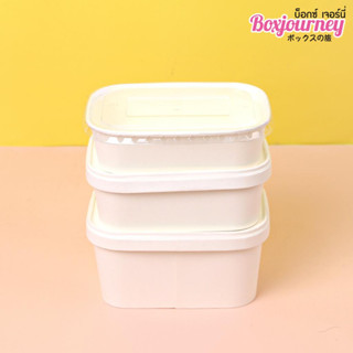 boxjourney กล่องอาหารสีขาววงรี ขนาด 750 มล. ฝาพลาสติก(50 ชิ้น/แพ็ค)