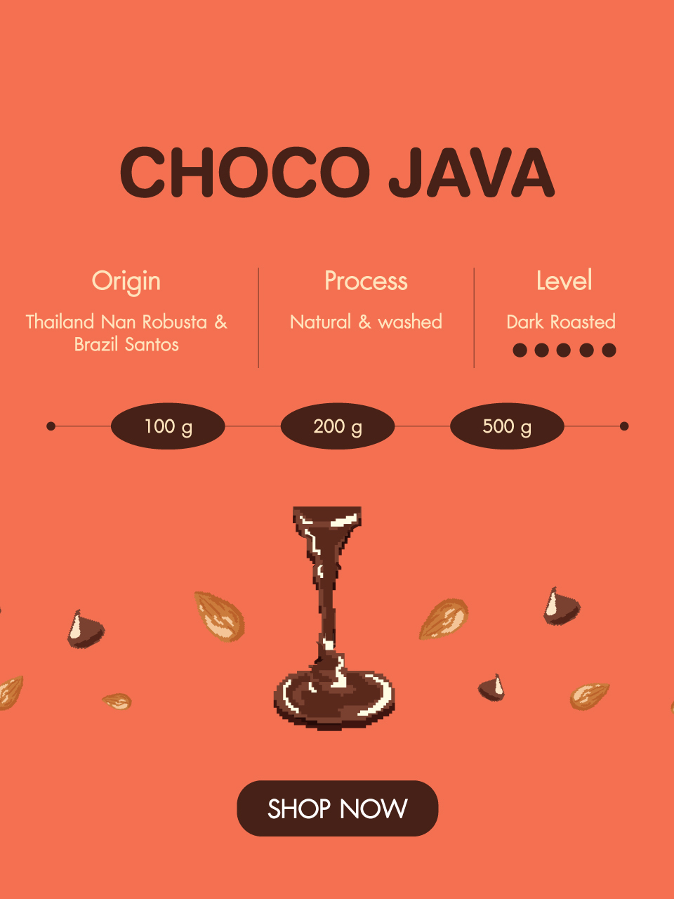 เมล็ดกาแฟโรบัสต้า-choco-java-coffee-beans-กาแฟช็อคโก้-จาวา