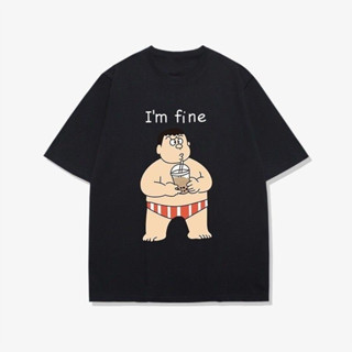 เสื้อยืดการ์ตูนโดราเอมอนบิ๊กจีดื่มชานมพิมพ์การ์ตูนสนุกเสื้อยืดชายหญิงแขนสั้นชุดคู่ฤดูร้อนเดียวกัน