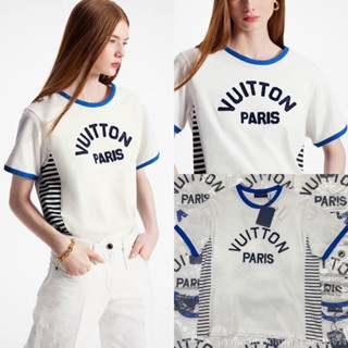 VTN PARIS T-Shirt🤍💙(350฿ฟรีส่ง) เสื้อยืดแบรนด์ดัง คอลใหม่ สวยดูดีมาก งานชนช็อปเลยค้า ดีเทลตัดเย็บขอบเสื้อสีทูโทน valen