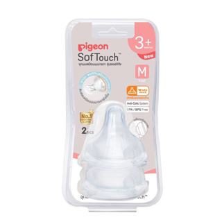 PIGEON จุกนมเสมือนนมมารดา SofTouch รุ่น พลัส ไซส์ M (1 แพ็ค)