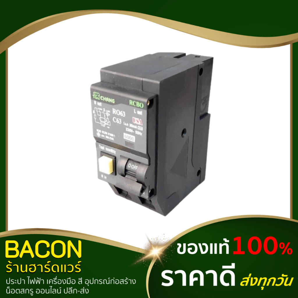 เมนเบรคเกอร์กันดูด-เมนเบรคเกอร์-เบรคเกอร์กันดูด-rcbo-50a-63a-ช้าง-chang