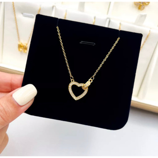 lovely necklace stainless steel | ส่งจากไทย🇹🇭 สร้อยคอคล้องหัวใจเพชรงานสแตนเลสจี้หัวใจสีเงิน ไม่ลอกไม่ดำ