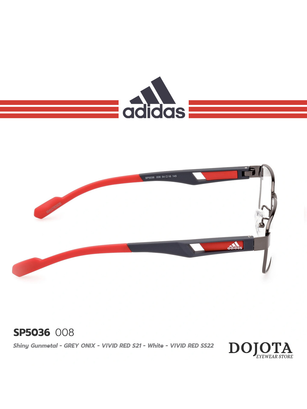 กรอบแว่นตาสไตล์สปอร์ต-adidas-รุ่น-sp5036-008-แบรนด์ลิขสิทธิ์แท้-ดีไซน์สปอร์ต-วัสดุคุณภาพดี-ทนทาน