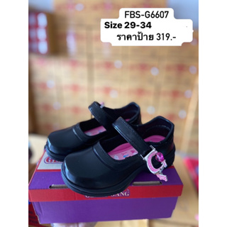 รองเท้านักเรียน รองเท้าผู้หญิง หนังดำ 6604-7 ดับเบิ้ลใหม่  Size 25-44