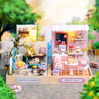 CUTEBEE QTซีรีส์ บ้านตุ๊กตาDIY บ้านจิ๋ว พร้อมผ้าคลุมกันฝุ่น โมเดลบ้านตุ๊กตา