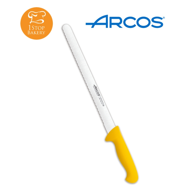 arcos-spain-293700-pastry-knife-flexible-yellow-300mm-มีดหั่นขนมปังฟันเลื่อย