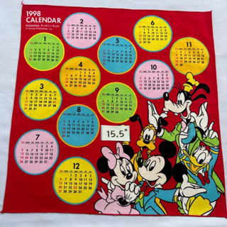 Mickey mouse ผ้าเช็ดหน้ามิกกี้เม้าส์ ปฏิทินปีเก่า วินเทจ