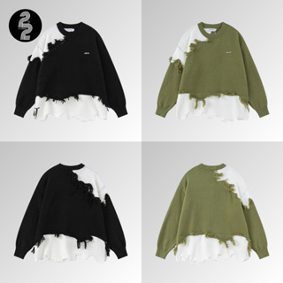 KR1006 "Shadow Mighty Sweater"เสื้อสเวตเตอร์เกาหลีผ้าเย็บ2ชั้นขาวดำ โครตหล่อเท่ห์โครตอันตราย