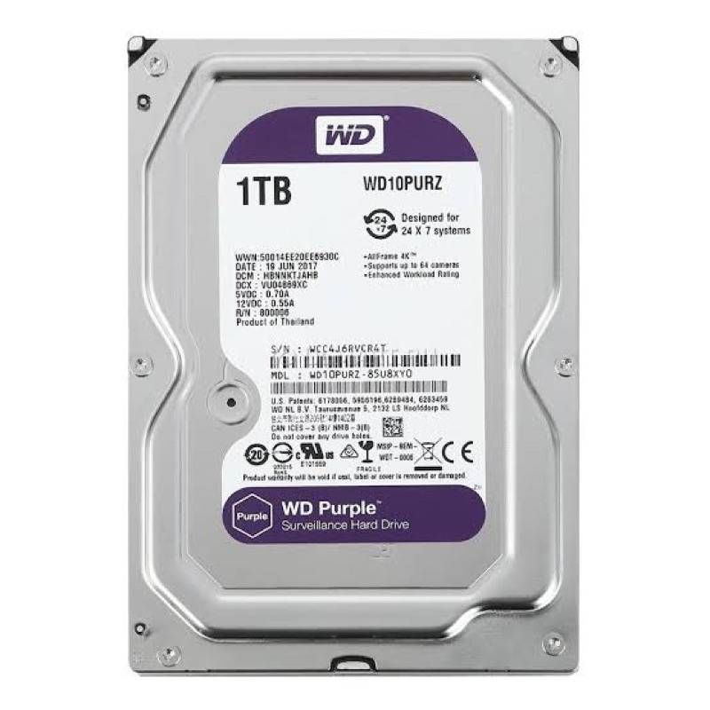 hdd-1tb-wd-ฮาร์ดดิสก์-wd-purple-1tb-for-cctv-ประกัน-3ปี