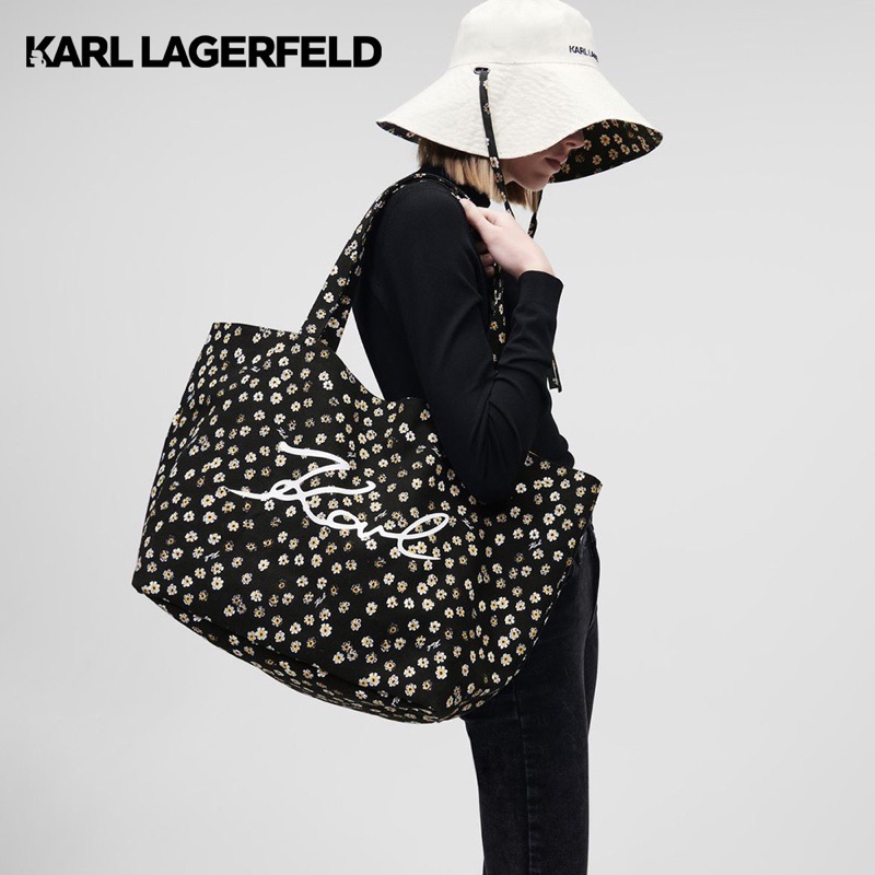 pre-order-karl-lagerfeld-signature-floral-canvas-shopper-สินค้าแท้100