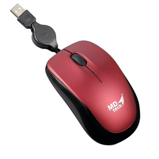 เม้าท์แบบเก็บสายได้ USB MOUSE OPTICAL LX-19 สีแดง MD-TECH (ออกใบกำกับได้)