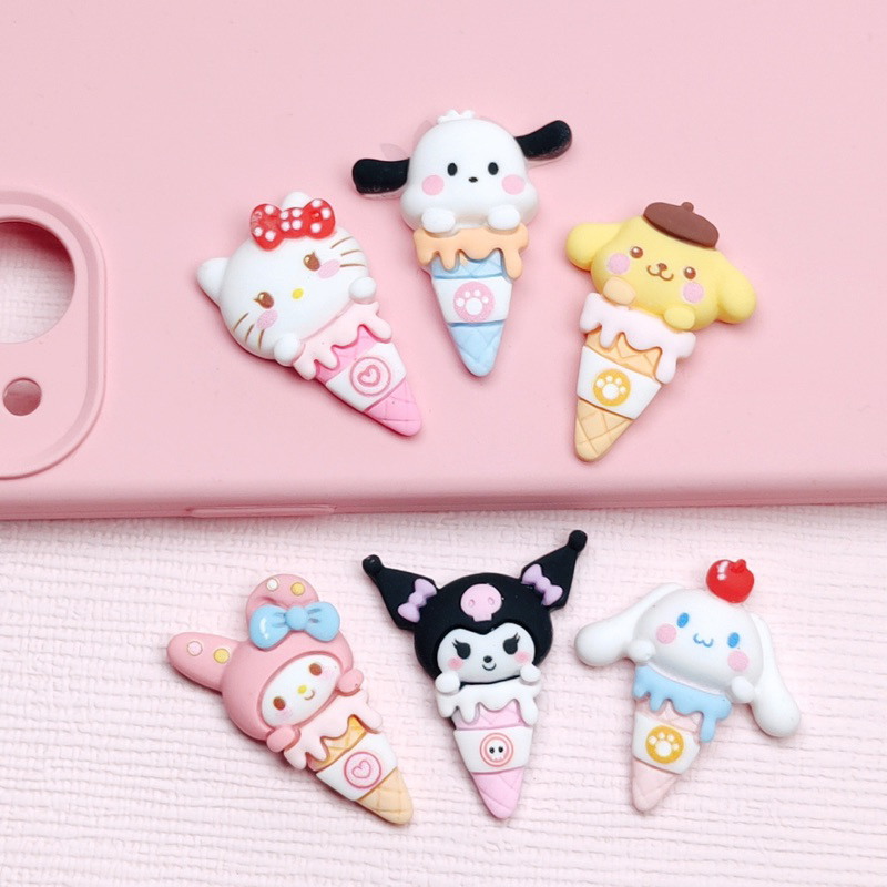 เรซิ่นการ์ตูน-ไอติมโคนการ์ตูนซานริ-ตกแต่งเคสมือถือ-กิ๊บช้อป-อุปกรณ์diy-เครื่องประดับ