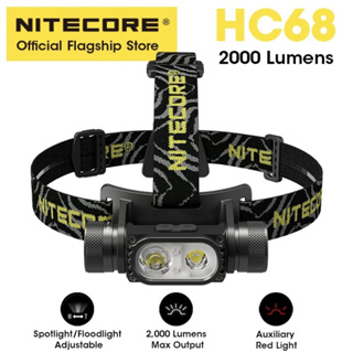 พร้อมส่ง NITECORE HC68 LED ไฟหน้า 2000Lumen ไฟหน้าแบบชาร์จไฟได้ปรับ Spotlight Floodlight Dual Beam 18650 Li-Ionแบตเตอรี่