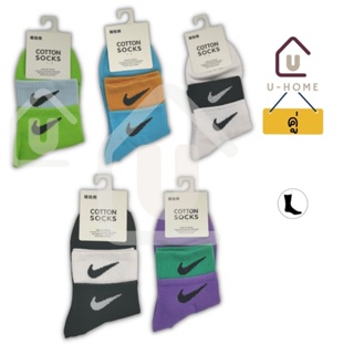 ถุงเท้า ไนกี้  Nike  1ข้างมีสัญญลักษณ์​2อัน สีทูโทน ถุงเท้าแฟชั่น