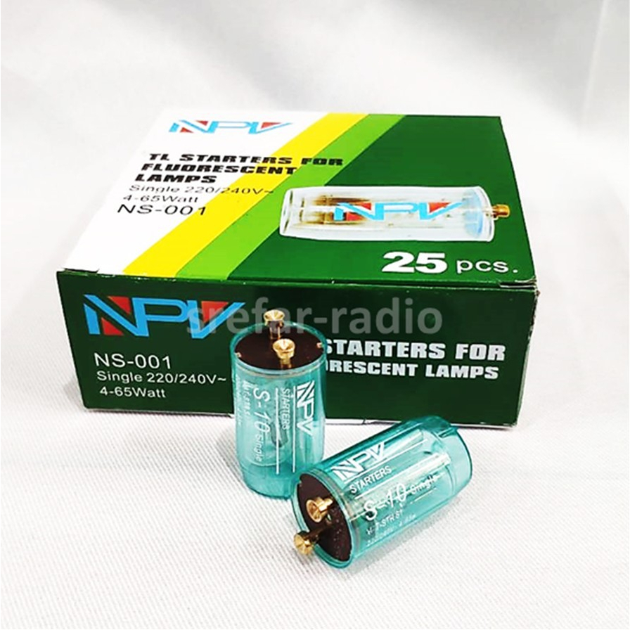 STARTERS FOR FLUORESCENT LAMPS สตาร์ทเตอร์ NPV NS001 (25Pcs/กล่อง