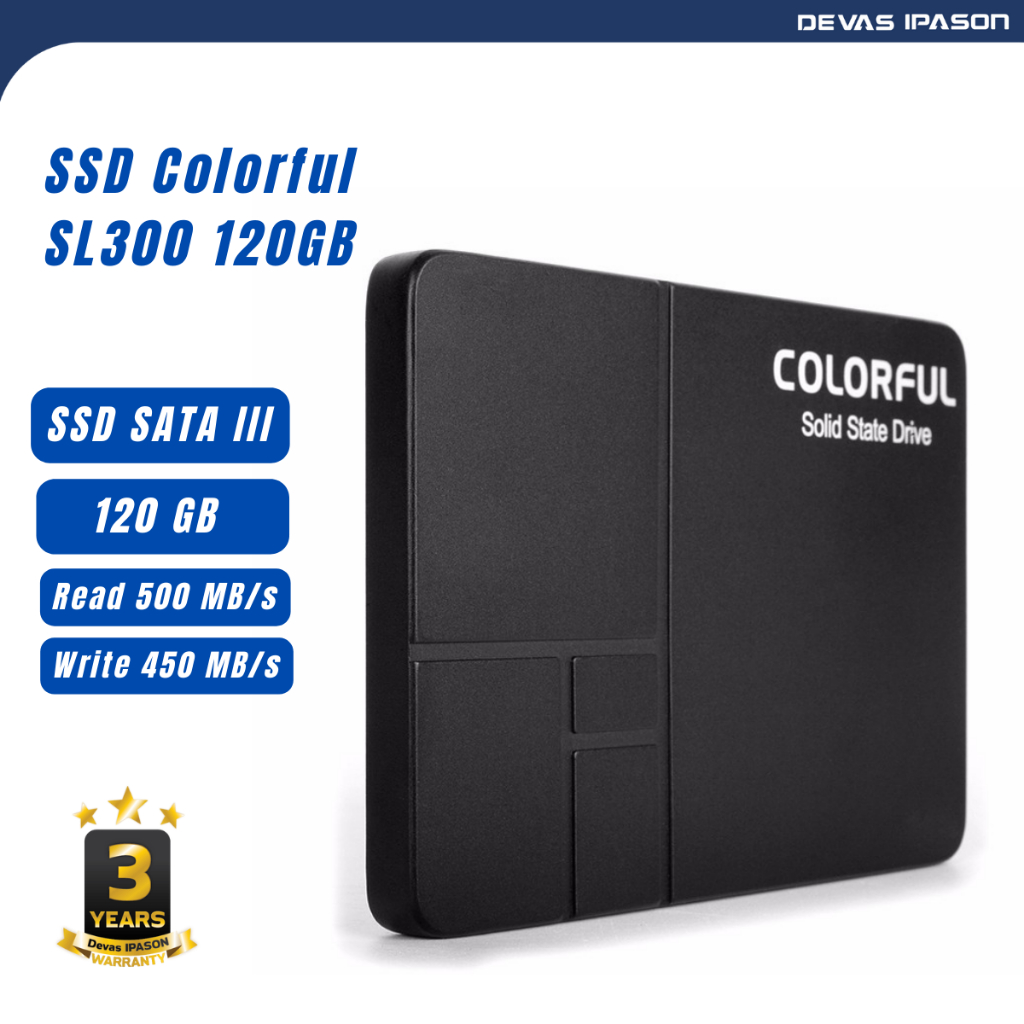 ราคาและรีวิวCOLORFUL SSD SL300 ขนาด 120GB (500/450 MB/s) รับประกัน 3 ปี โดย Devas IPASON