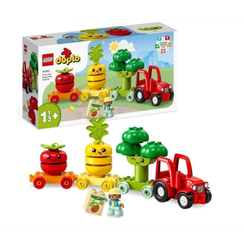 พร้อมส่งlego-duplo-my-first-10982-fruit-and-vegetable-tractor-building-toy-set-19pieces-ของเล่นบล๊อคตัวต่อเลโก้ผักผลไม้