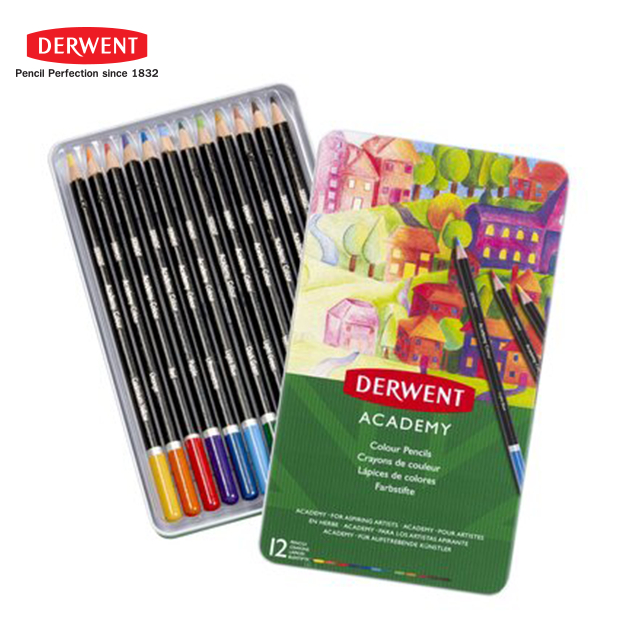 derwent-สีไม้-academy-12-24-สี-coloured-pencil-12-24-tin-1-กล่อง