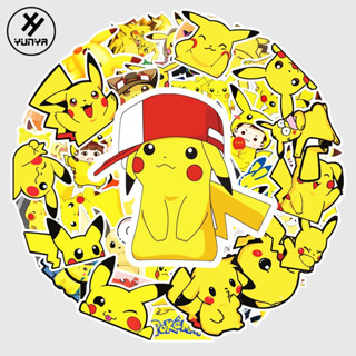 พร้อมส่ง ANIME ลายการ์ตูนอะนิเมะ pokemon pikachu  54แผ่น กันน้ำ Sticker สติ๊กเกอร์ ใช้ซ้ำได้ กระโปรงหลังรถ โทรศัพท์มือถื