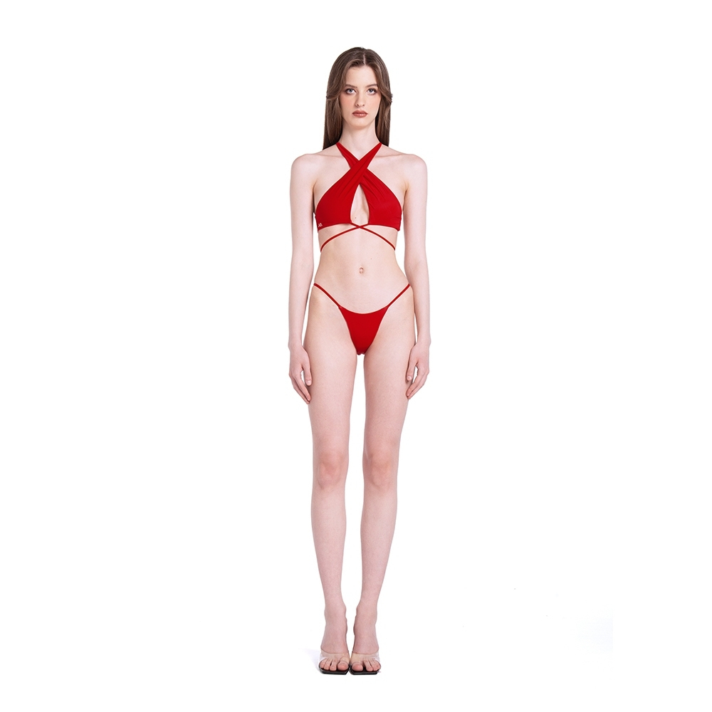 angelys-balek-ชุดว่ายน้ำ-cross-neck-wrap-front-bikini-swimsuit-รุ่นss23sw00108704-สีแดง