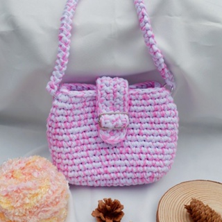 🍭 Candy shoulder bag 🍭 กระเป๋าถักไหมผ้ายืดสะพายไหล่