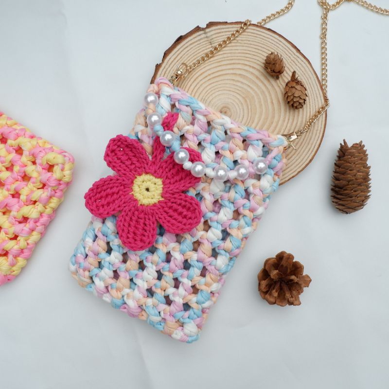 flower-pearl-phone-bag-กระเป๋าถักใส่โทรศัพท์